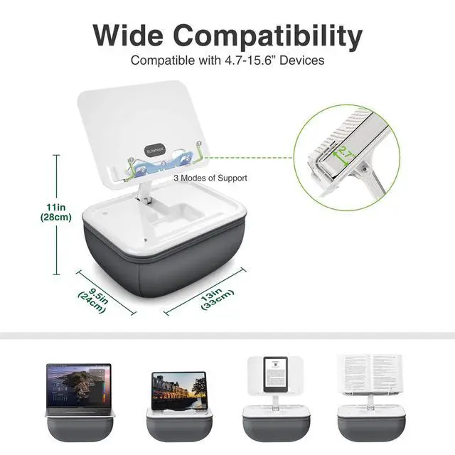Alt view image 6 of 7 - Adjustable iPad Pillow Stand for Lap, Soft Cushion Lap Beanbag Tablet Pillow Stand, Tablet Holder for Lap Bed Couch, Pillow Pad for Tablet or iPad, E-Reader, Books and 4-15.6'' Devices, Grey