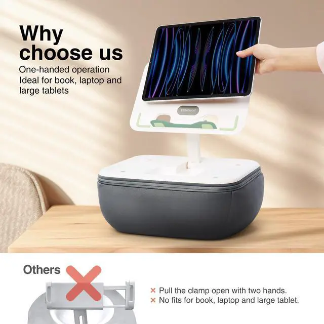 Alt view image 7 of 7 - Adjustable iPad Pillow Stand for Lap, Soft Cushion Lap Beanbag Tablet Pillow Stand, Tablet Holder for Lap Bed Couch, Pillow Pad for Tablet or iPad, E-Reader, Books and 4-15.6'' Devices, Grey