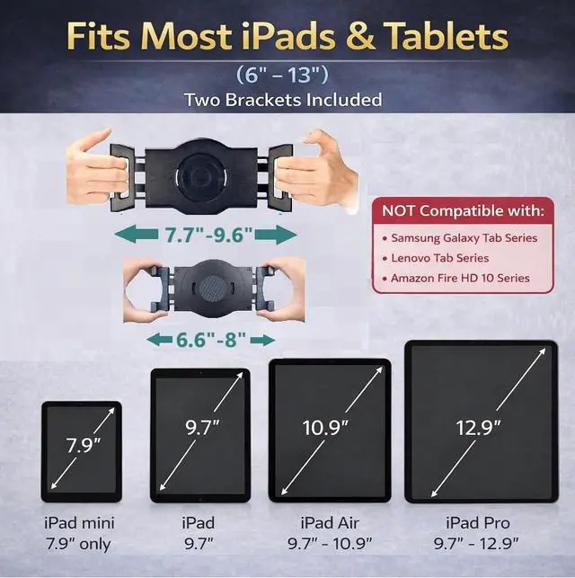 Alt view image 5 of 6 - Heavy Base Tablet Stand for POS & Desk Ultra Stable, No Wobble When Tapping, 360° Rotation with Handle, Ergonomic Eye-Level Viewing for iPad & Tablets