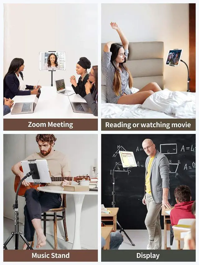 Alt view image 7 of 7 - Metal iPad Tripod Stand & Adjustable 72 Gooseneck Tablet Floor Holder, Heavy Duty Aluminum iPad Floor Stand for Pro 12.9 11, Mini, Air, iPhone and 4.7-12.9" Tablets Cell Phones