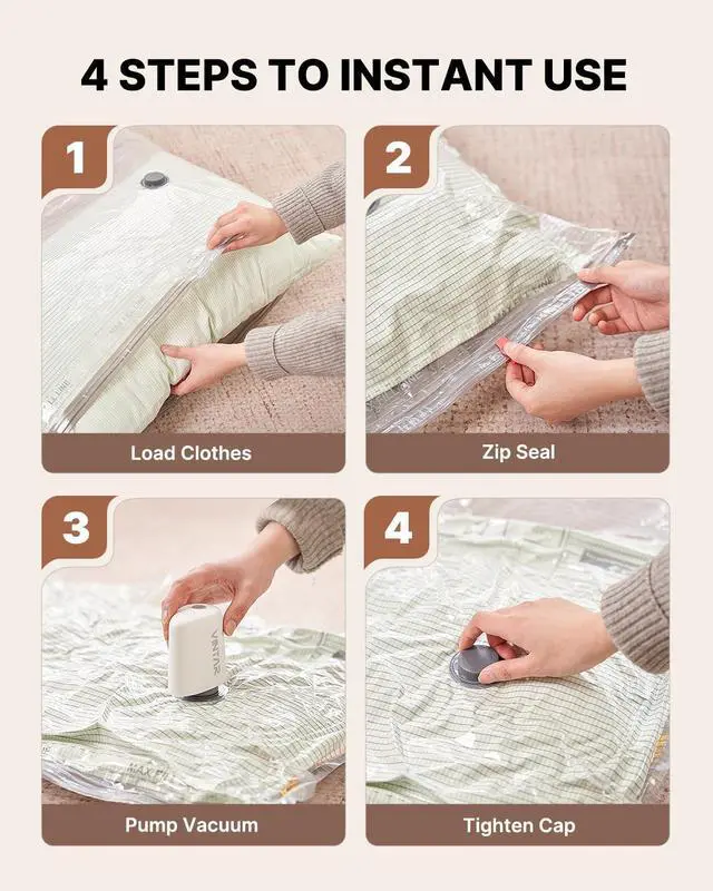 Alt view image 6 of 7 - Vacuum Seal Bags for Clothing Travel with Rechargeable Cordless Pump, VINTAR 24 Pack Space Saver Vacuum Storage Bags, Travel Vacuum Compression Bags Set for Luggage Clothes Bedding Blanket