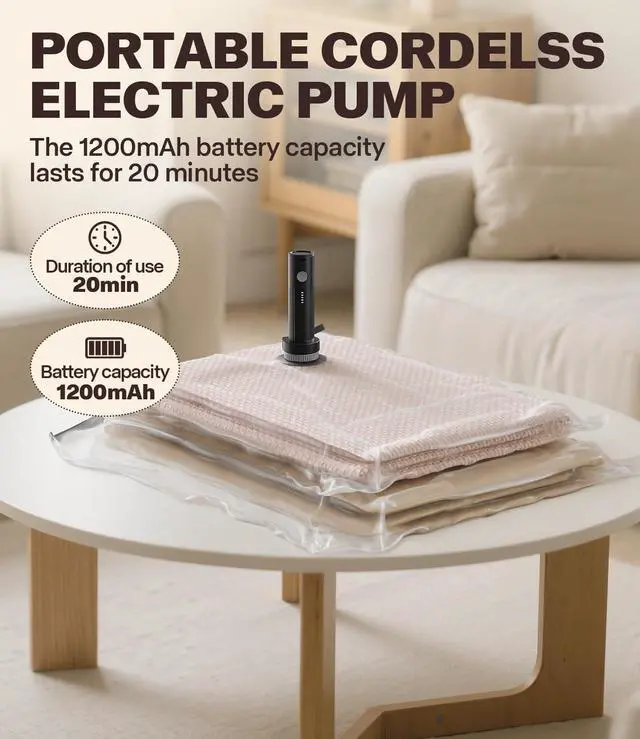 Alt view image 4 of 6 - vacuum seal bags for clothing with pump - for Travel, Moving, College & Home Storage, 15 Pack with Rechargeable Electric Pump, 5 Jumbo & 5 Large & 5 Medium