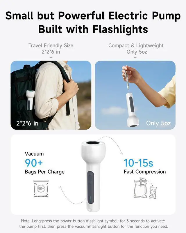 Alt view image 2 of 7 - Travel Vacuum Bags with 2026 Lastest Wireless Pump, 8 Pack-4 Sizes Space Saver Vacuum Storage Bags for Luggage and Suitcase, Compression Bags for Packing, Vacuum Seal Bags for Clothing Travel