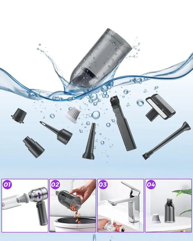 Alt view image 5 of 7 - Car Vacuum Portable Cordless, Handheld Car Vacuum 16000PA High Power 4 in 1 with Dust Collection Filter Multi Nozzles Brushless Motor Type-C Charge for Home Office Keyboards Pet Hair