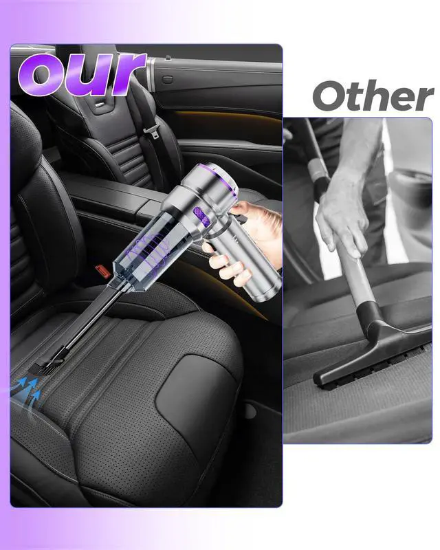 Alt view image 4 of 7 - Car Vacuum Portable Cordless, Handheld Car Vacuum 16000PA High Power 4 in 1 with Dust Collection Filter Multi Nozzles Brushless Motor Type-C Charge for Home Office Keyboards Pet Hair
