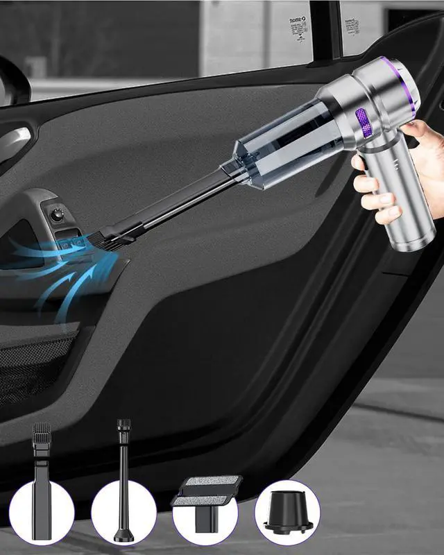 Alt view image 7 of 7 - Car Vacuum Portable Cordless, Handheld Car Vacuum 16000PA High Power 4 in 1 with Dust Collection Filter Multi Nozzles Brushless Motor Type-C Charge for Home Office Keyboards Pet Hair