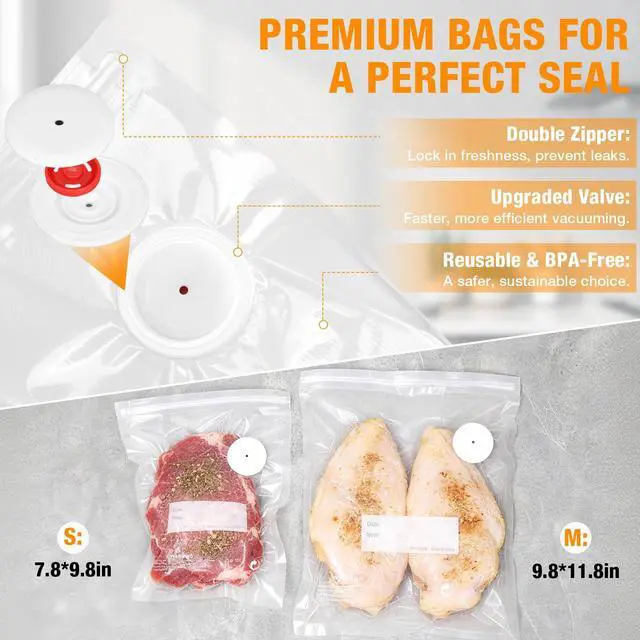Alt view image 4 of 7 - Smart Vacuum Sealer for Food with LED Display, 65kPa Strong Suction Handheld Vacuum Sealer Machine for Reusable Bags & Mason Jars, Portable Food Sealer for Meal Prep, Camping & RV, Washable