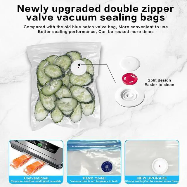 Alt view image 5 of 7 - Handheld Vacuum Sealer for Food Powerful Vacuum Sealer Machine,Seal Meal Saver,Portable Food Sealer (Vacuum Sealer Machine + 2 Glass Vacuum Containers + 30 Reusable Vacuum Bags