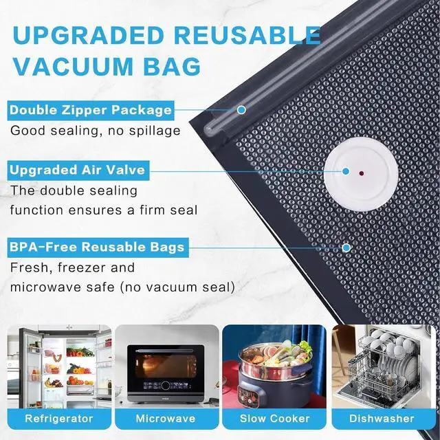 Alt view image 7 of 7 - Handheld Vacuum Sealer for Food Powerful Vacuum Sealer Machine,Seal Meal Saver,Portable Food Sealer (Vacuum Sealer Machine + 2 Glass Vacuum Containers + 30 Reusable Vacuum Bags