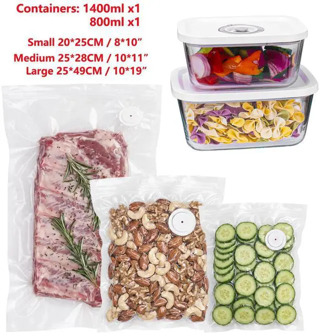 Alt view image 3 of 7 - Handheld Vacuum Sealer for Food Powerful Vacuum Sealer Machine,Seal Meal Saver,Portable Food Sealer (Vacuum Sealer Machine + 2 Glass Vacuum Containers + 30 Reusable Vacuum Bags