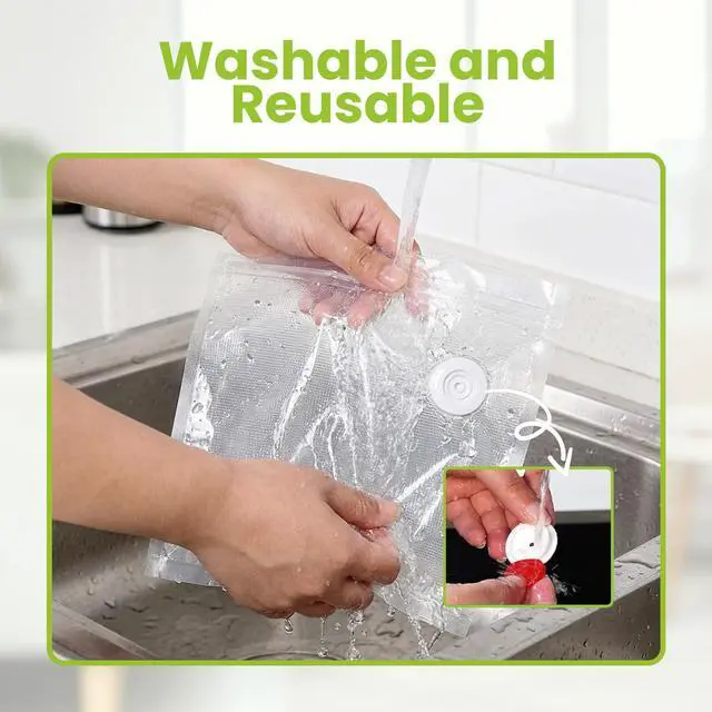 Alt view image 6 of 7 - Portable Handheld Vacuum Sealer for Food with 32 Reusable Bags, Compact & Powerful Food Vacuum Sealer with Visible Liquid Tank, Digital Display and 6X Freshness Lock for Meal Prep & Storage