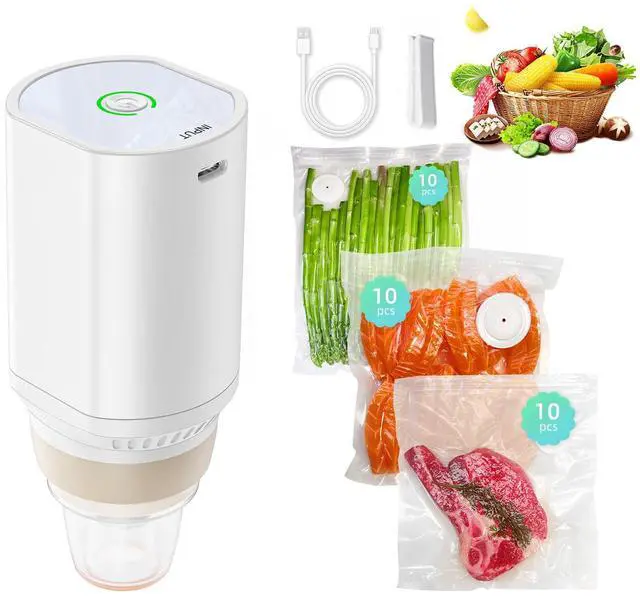 Main image of Compact Vacuum Sealer for Food with 30 Reusable Vacuum Bags, Powerful Handheld Wireless Vacuum Sealer Machine, Seal Food 6X Fresh Longer, Portable, Easy-Clean