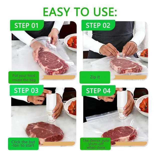 Alt view image 3 of 7 - Compact Vacuum Sealer for Food with 30 Reusable Vacuum Bags, Powerful Handheld Wireless Vacuum Sealer Machine, Seal Food 6X Fresh Longer, Portable, Easy-Clean