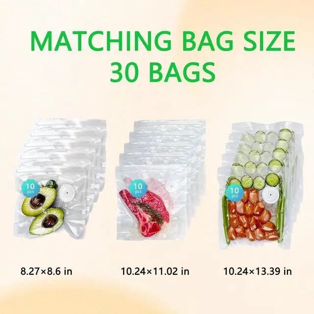 Alt view image 4 of 7 - Compact Vacuum Sealer for Food with 30 Reusable Vacuum Bags, Powerful Handheld Wireless Vacuum Sealer Machine, Seal Food 6X Fresh Longer, Portable, Easy-Clean