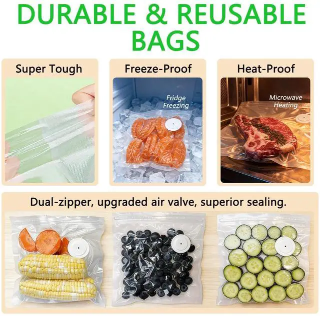 Alt view image 6 of 7 - Compact Vacuum Sealer for Food with 30 Reusable Vacuum Bags, Powerful Handheld Wireless Vacuum Sealer Machine, Seal Food 6X Fresh Longer, Portable, Easy-Clean