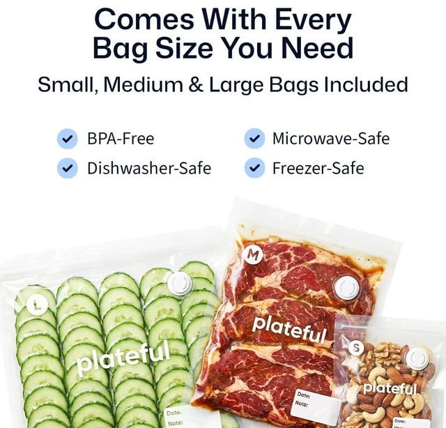 Alt view image 4 of 7 - VacuSeal Handheld Vacuum Sealer for Food, Cordless, 15 Bags | Seals in 5 seconds and keeps food fresh 5x longer. Rechargeable USB-C, up to 200 seals per charge. Includes 15 reusable bags.