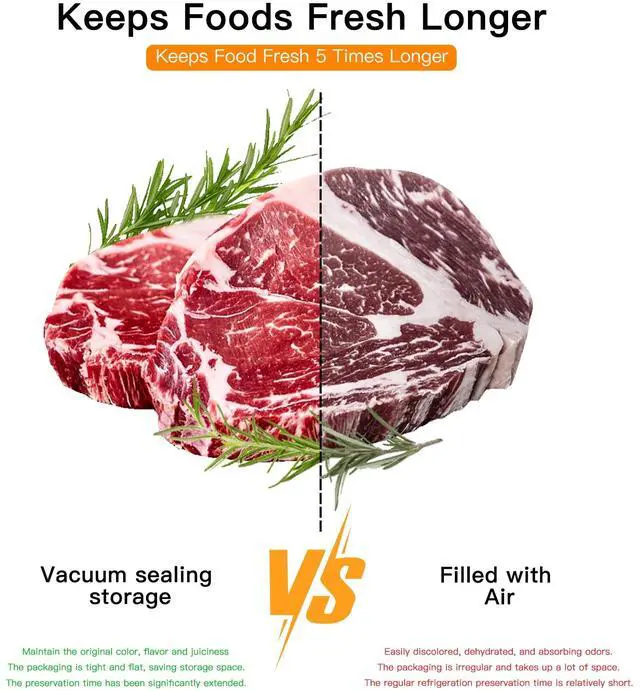Alt view image 4 of 7 - Vacuum Sealer Machine | 80kPa Suction Power| Bags and Cutter Included | Compact One-Touch Automatic Food Sealer with External Vacuum System | Dry Moist Fresh Modes for All Saving needs