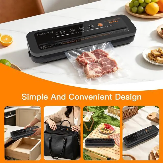 Alt view image 5 of 7 - Vacuum Sealer Machine | 80kPa Suction Power| Bags and Cutter Included | Compact One-Touch Automatic Food Sealer with External Vacuum System | Dry Moist Fresh Modes for All Saving needs