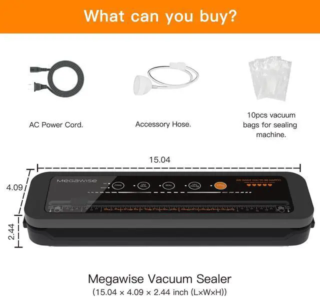 Alt view image 7 of 7 - Vacuum Sealer Machine | 80kPa Suction Power| Bags and Cutter Included | Compact One-Touch Automatic Food Sealer with External Vacuum System | Dry Moist Fresh Modes for All Saving needs