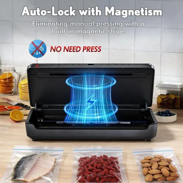Alt view image 4 of 7 - Vacuum Sealer for Food 90Kpa Powerful Vacuum Sealing Machine 7 in 1 Modes with Freshness Storage Bag Powerful Big Size (No pressing needed)