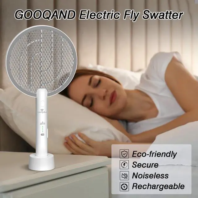 Alt view image 7 of 7 - Bug Zapper Racket, 2 Mode Electric Fly Zapper USB Rechargeable, 4000V Electric Fly Swatter with 3 Layer Safety Mesh, Indoor Outdoor Bug Zapper Racket for Kitchen, Bedroom, Camping(2 Pack