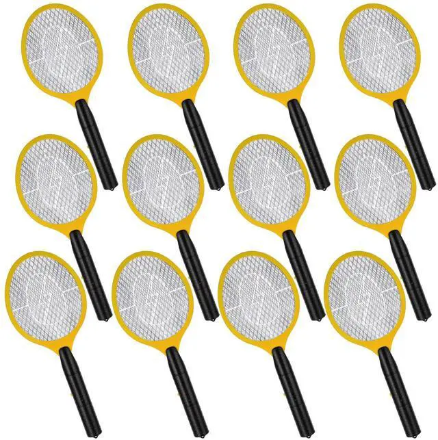Main image of 12 Pack Electric Fly Swatter Bulk Bug Zapper Rackets for Indoor Outdoor Insect Control Killer Bat Handheld Mosquito Swatter Battery Powered Electric Bug Killer for Home Patio Camping(Yellow)