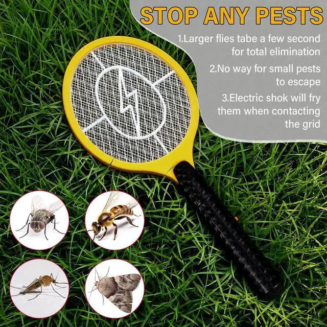 Alt view image 5 of 7 - 12 Pack Electric Fly Swatter Bulk Bug Zapper Rackets for Indoor Outdoor Insect Control Killer Bat Handheld Mosquito Swatter Battery Powered Electric Bug Killer for Home Patio Camping(Yellow)