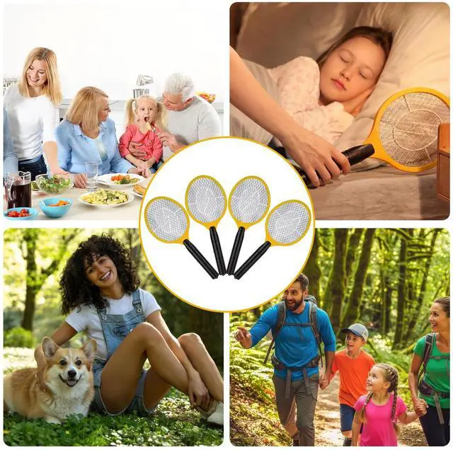 Alt view image 7 of 7 - 12 Pack Electric Fly Swatter Bulk Bug Zapper Rackets for Indoor Outdoor Insect Control Killer Bat Handheld Mosquito Swatter Battery Powered Electric Bug Killer for Home Patio Camping(Yellow)