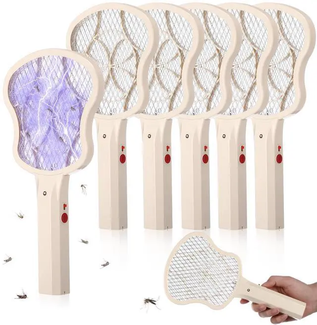 Main image of 6 Pack Electric Fly Swatter Racket 3000v Bug Zapper Racket Mini Handheld Fly Swatter Mosquito Zapper with 2-Layer Safety Mesh Zappers for Indoor Outdoor Home Vehicle Placement Camping