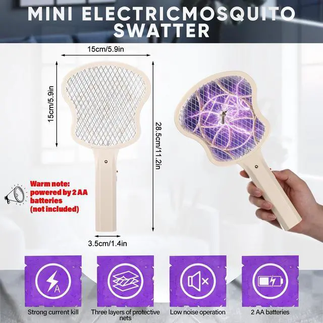 Alt view image 2 of 7 - 6 Pack Electric Fly Swatter Racket 3000v Bug Zapper Racket Mini Handheld Fly Swatter Mosquito Zapper with 2-Layer Safety Mesh Zappers for Indoor Outdoor Home Vehicle Placement Camping