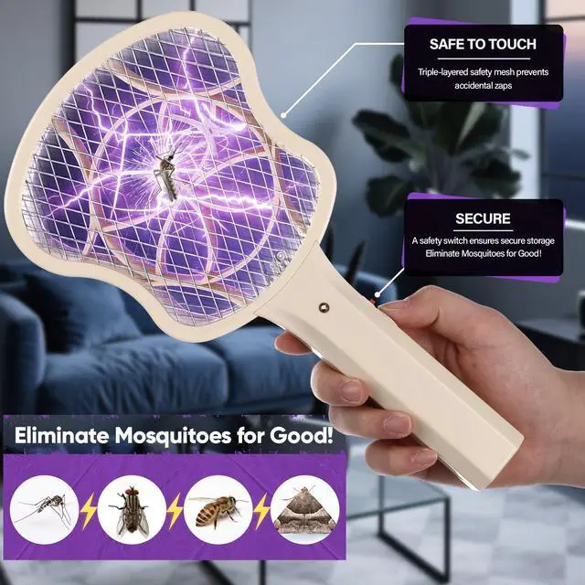 Alt view image 6 of 7 - 6 Pack Electric Fly Swatter Racket 3000v Bug Zapper Racket Mini Handheld Fly Swatter Mosquito Zapper with 2-Layer Safety Mesh Zappers for Indoor Outdoor Home Vehicle Placement Camping