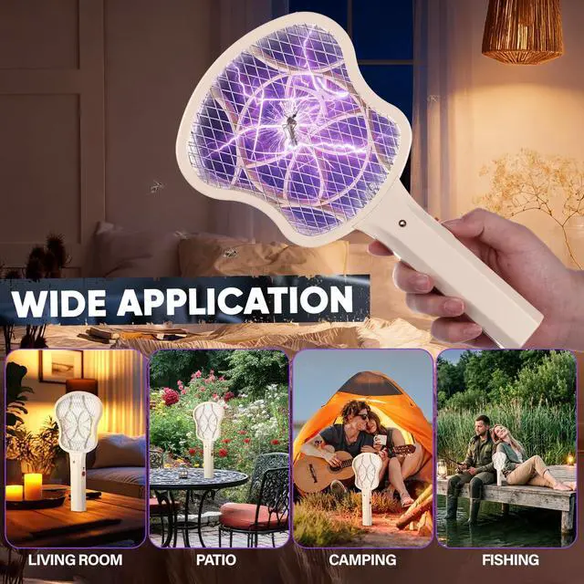 Alt view image 7 of 7 - 6 Pack Electric Fly Swatter Racket 3000v Bug Zapper Racket Mini Handheld Fly Swatter Mosquito Zapper with 2-Layer Safety Mesh Zappers for Indoor Outdoor Home Vehicle Placement Camping