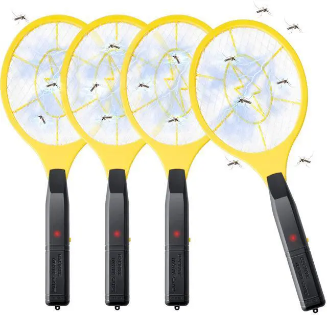 Main image of 4 Pack Electric Fly Swatter Handheld Bug Zapper, Indoor Outdoor 17. 3" Zapping Racket for Pest Mosquito & Flies, Battery Powered Safe to Touch with 3-Layer Safety Mesh