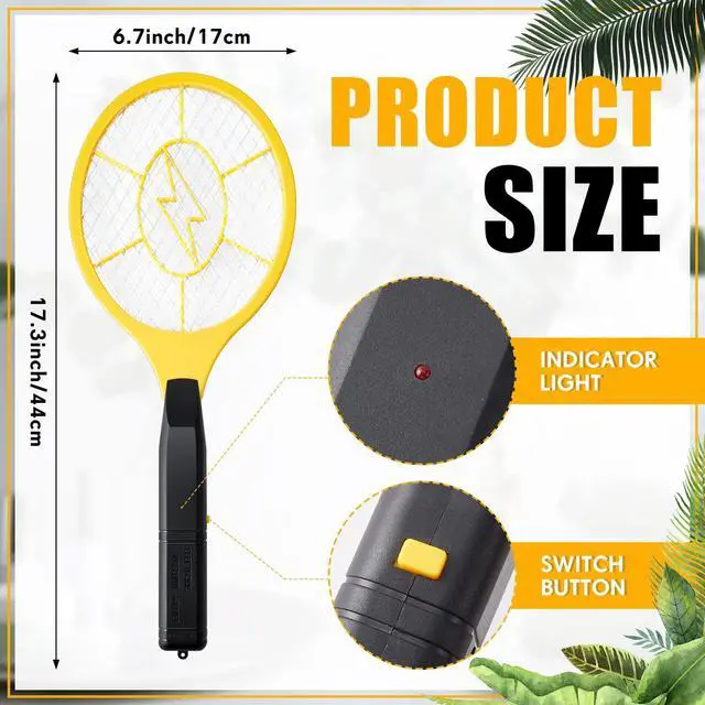 Alt view image 2 of 7 - 4 Pack Electric Fly Swatter Handheld Bug Zapper, Indoor Outdoor 17. 3" Zapping Racket for Pest Mosquito & Flies, Battery Powered Safe to Touch with 3-Layer Safety Mesh