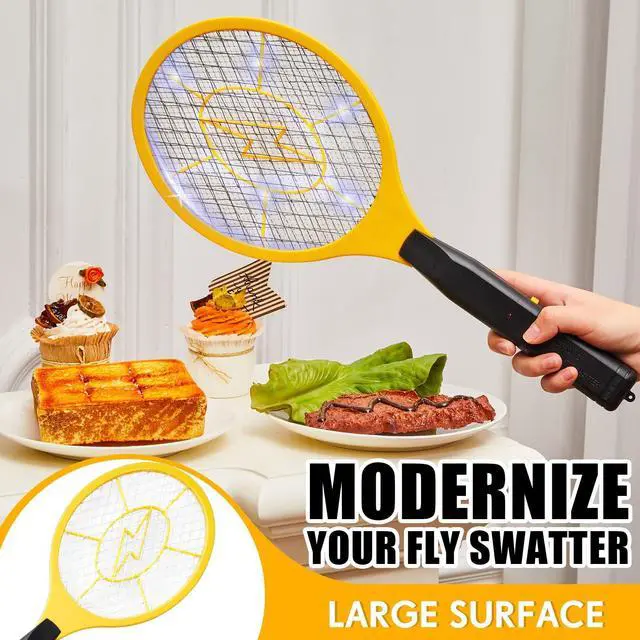 Alt view image 4 of 7 - 4 Pack Electric Fly Swatter Handheld Bug Zapper, Indoor Outdoor 17. 3" Zapping Racket for Pest Mosquito & Flies, Battery Powered Safe to Touch with 3-Layer Safety Mesh