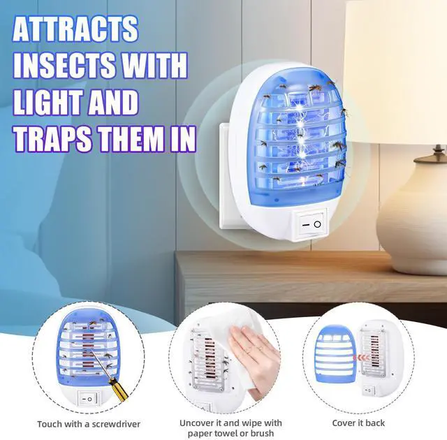 Alt view image 5 of 7 - 6 Pack Bug Zapper Indoor, Electronic Fly Trap Insect Killer, Fly Trap for Indoors, Plug in Bug Zappers Mosquitoes Killer Mosquito Zapper with Blue Lights for Home, Kitchen, Office, Bedroom