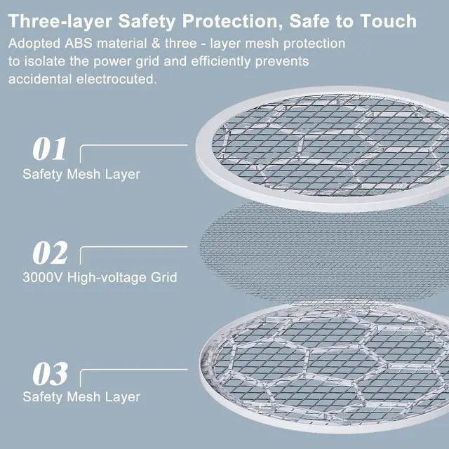 Alt view image 4 of 6 - 2 Pcs Electric Fly Swatter Racket, Bug Zapper Racket and Mosquito Zapper Racket 8 LED High Voltage Handheld