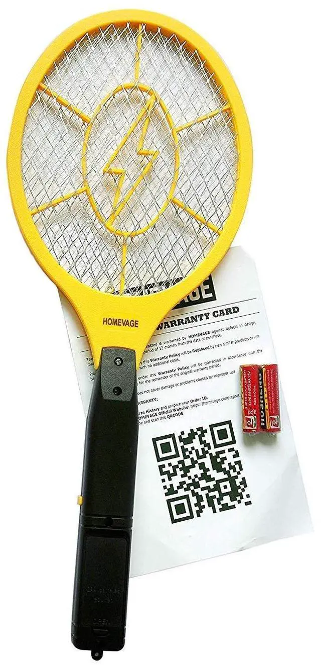 Main image of Electric Fly Swatter - Bug Zapper - Best High Voltage Handheld Mosquito Killer - Wasp, Fruit Fly, Insect Trap Racket for Indoor, Travel, Camping and Outdoor Control (2 AA Batteries Included)