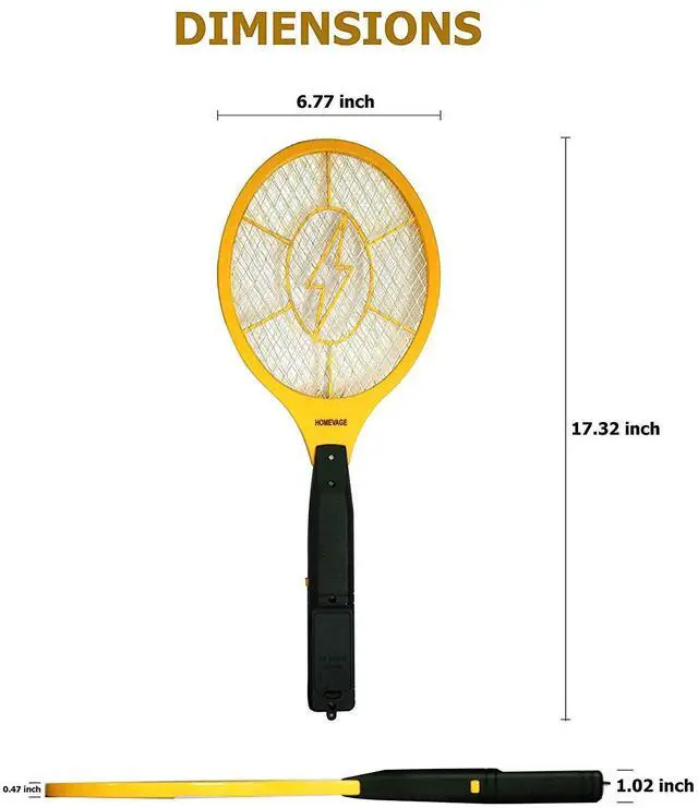 Alt view image 2 of 7 - Electric Fly Swatter - Bug Zapper - Best High Voltage Handheld Mosquito Killer - Wasp, Fruit Fly, Insect Trap Racket for Indoor, Travel, Camping and Outdoor Control (2 AA Batteries Included)