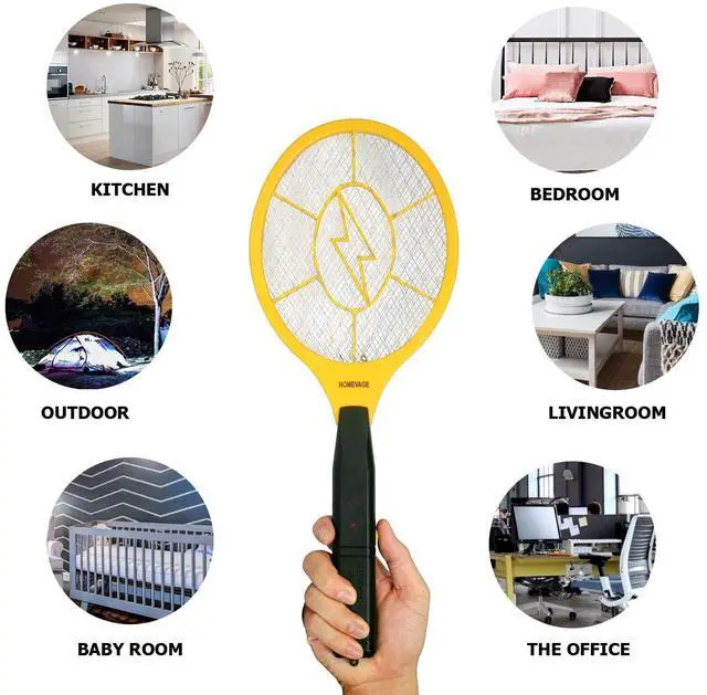 Alt view image 5 of 7 - Electric Fly Swatter - Bug Zapper - Best High Voltage Handheld Mosquito Killer - Wasp, Fruit Fly, Insect Trap Racket for Indoor, Travel, Camping and Outdoor Control (2 AA Batteries Included)