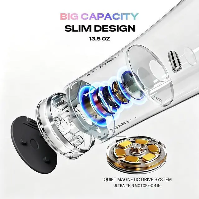 Alt view image 7 of 7 - Self-Stirring Mug 13.5oz Automatic Magnetic Mixing Travel Cup with LED Temperature Indicator, IP67 Waterproof Keeps Hot 3Hrs & Cold 9Hrs USB-C Rechargeable for Coffee Tea Protein Shakes Black
