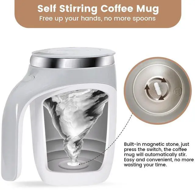 Main image of Self Stirring Coffee Mug, Electric Self Mixing Mug Automatic Magnetic Coffee Cup, Rechargeable 380ML Stainless Steel Mug for Coffee Milk Cocoa Tea Hot Chocolate