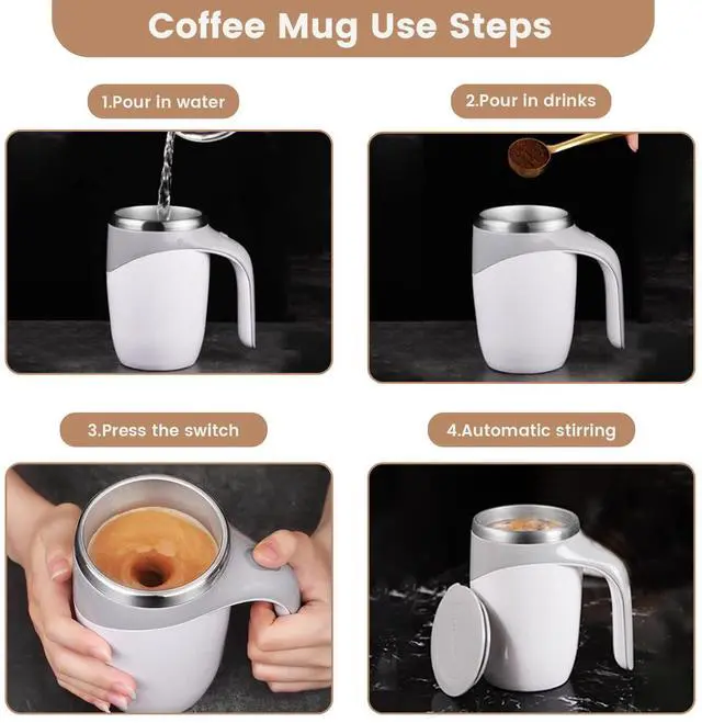 Alt view image 5 of 6 - Self Stirring Coffee Mug, Electric Self Mixing Mug Automatic Magnetic Coffee Cup, Rechargeable 380ML Stainless Steel Mug for Coffee Milk Cocoa Tea Hot Chocolate