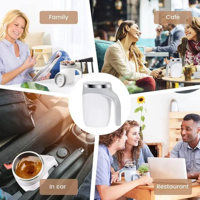 Alt view image 6 of 6 - Self Stirring Coffee Mug, Electric Self Mixing Mug Automatic Magnetic Coffee Cup, Rechargeable 380ML Stainless Steel Mug for Coffee Milk Cocoa Tea Hot Chocolate
