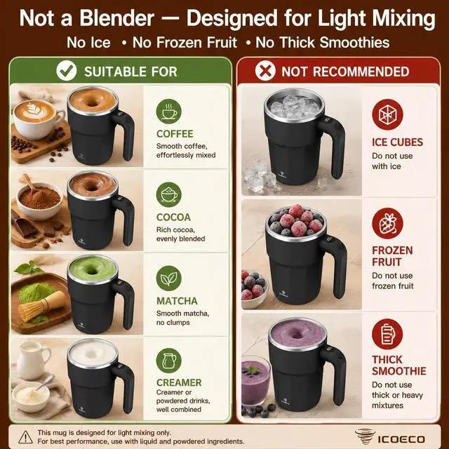 Alt view image 6 of 7 - Self Stirring Coffee Mug, 12oz Rechargeable Magnetic Mixing Cup with Temperature Display, 316 Stainless Steel Electric Stirring Cup with Lid & Handle for Coffee, Cocoa, Matcha, Creamer, Mushroom Coffe