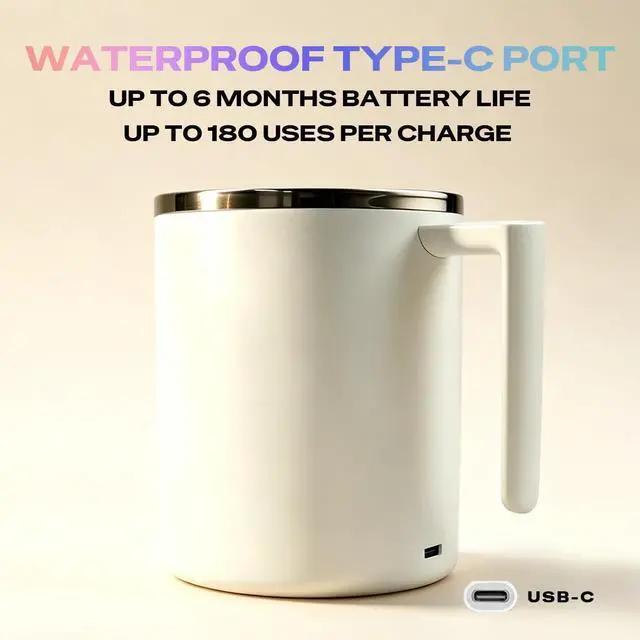 Alt view image 5 of 7 - 2026 New Version Smart Self Stirring Mug 12.17oz Rechargeable Automatic Magnetic Mixing Cup 7000 RPM Vortex IP67 Waterproof Double Wall Insulated for Coffee/Tea/Matcha/Protein Black