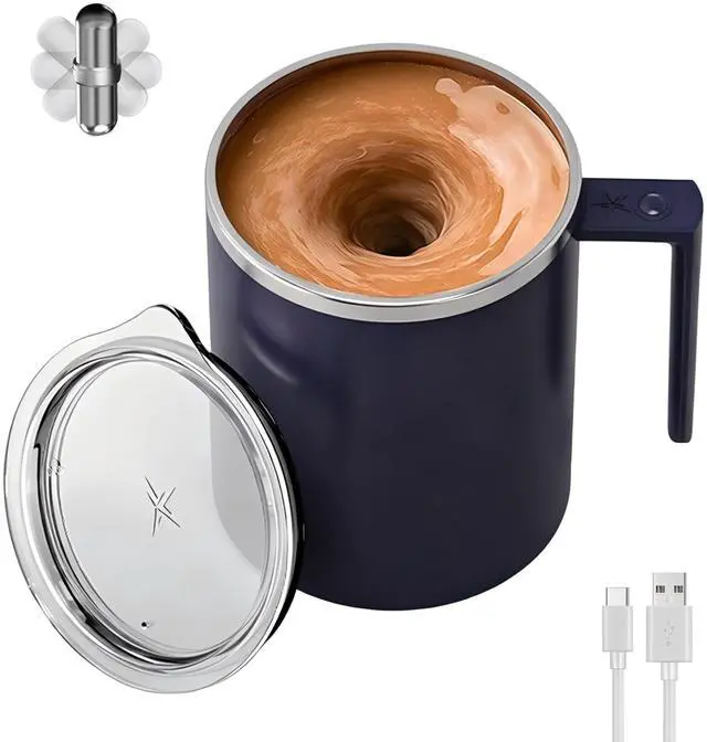 Main image of 2026 New Version Smart Self Stirring Mug 12.17oz Rechargeable Automatic Magnetic Mixing Cup 7000 RPM Vortex IP67 Waterproof Double Wall Insulated for Coffee/Tea/Matcha/Protein Black