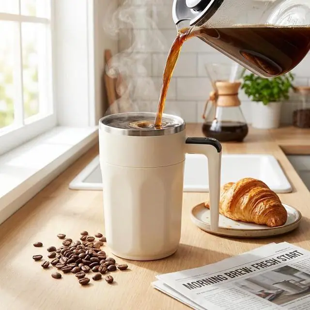 Alt view image 6 of 7 - Self Stirring Coffee Mug with Fahrenheit Temperature Display, Rechargeable Stirring Mug, Automatic Self Stirring Cup with Lid, for Coffee, Milk and Other Beverages, Gift for Mom, Birthday Gift