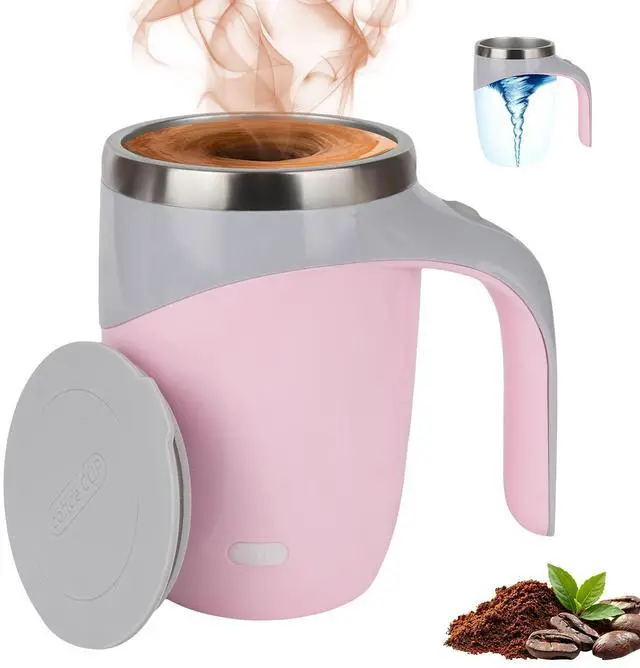 Main image of Self Stirring Coffee Mug, Automatic Magnetic Stirring Coffee Mug, Stainless Steel Self Stirring Mug to Stir Milk Tea, Cocoa, Electric Self Stirring Cup for Home, Office, Travel (Pink, Rechargeable)