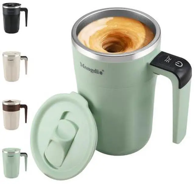 Main image of Self Stirring Coffee Mug with Fahrenhite Temperature Display, Rechargeable Stirring Mug, Automatic Self Stirring Cup with Lid, For Coffee, Milk and Other Beverages, Green